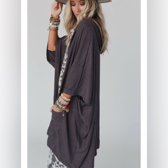 Three Bird Nest Boho Essential Hoodie Ribbed Sweater - Picture 5 of 8